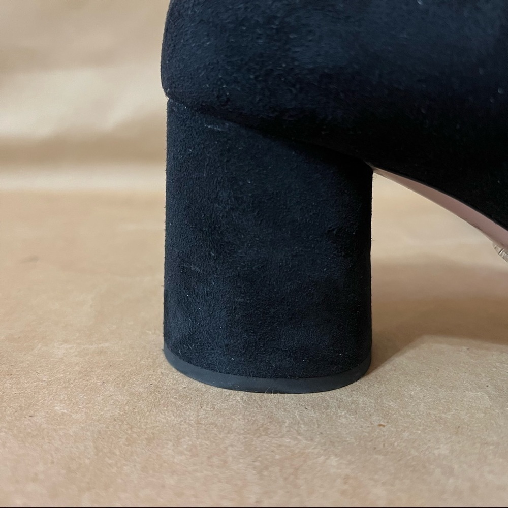Prada | Suede 65mm Round Block Heel Pumps Square Toe Classic Size 7.5 (EU 37.5) - Picture 12 of 15